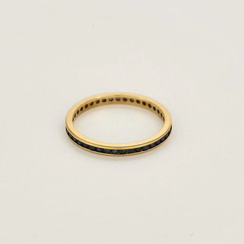 Bague 59.5 Alliance en or jaune et saphirs 58 Facettes CHAL01932