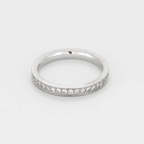 Bague 48 Alliance semi pavée en or blanc et diamants 58 Facettes SAP0658