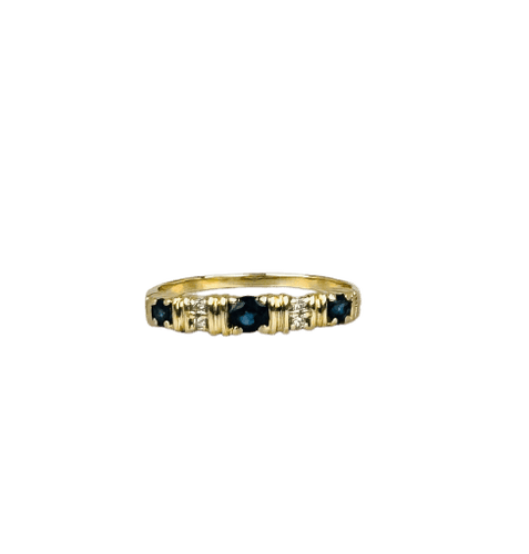 Bague Bague vintage en or jaune 18k avec saphirs bleus et diamants 58 Facettes 2505010