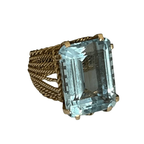 Bague 52 Bague Or Jaune Aigue-Marine 58 Facettes LOT 4432