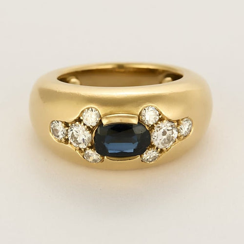 Bague 45 Bague jonc en or jaune, saphir et diamants 58 Facettes VER0159