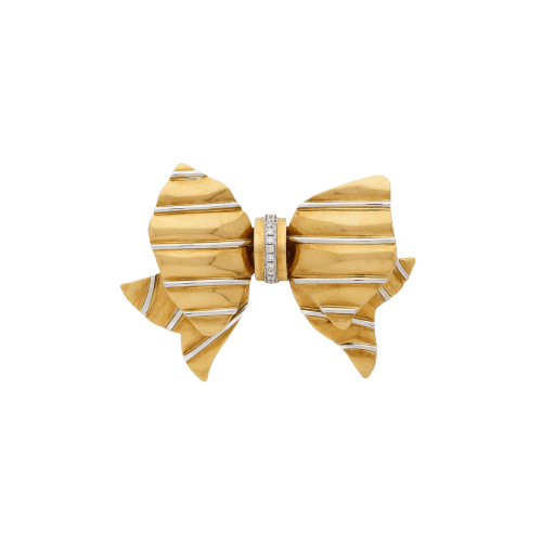 Broche Broche nœud en or bicolore 18k avec diamants 58 Facettes 22771