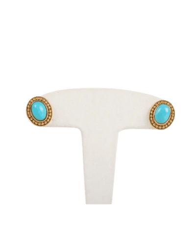 Boucles d'oreilles Puces d’oreilles en or jaune 18 carats et turquoises 58 Facettes
