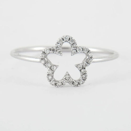Bague 54 Bague Fleur Or blanc Diamants 58 Facettes