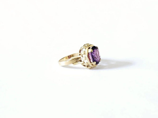 Bague 53 Bague améthyste 2.10 carats en or jaune 18 carats 58 Facettes