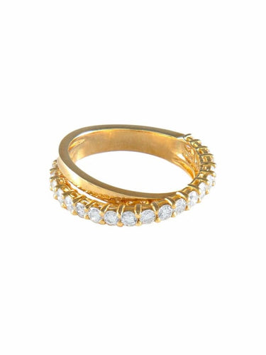 Bague 54 Alliance demi-tour entrelacée en or jaune et diamants 58 Facettes 402 50014