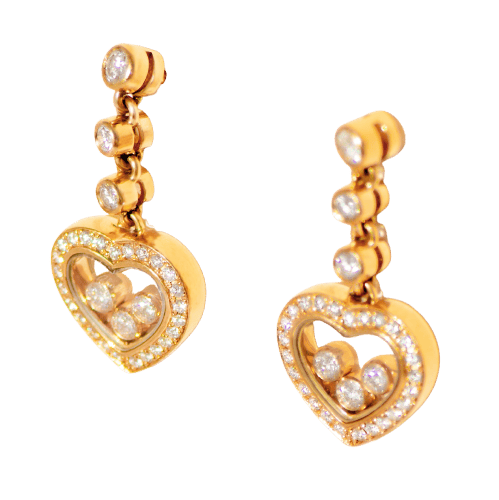 Boucles d'oreilles Chopard Happy Diamonds - Boucles d’oreilles en or jaune 18 carats et diamants 58 Facettes 3285