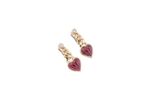 Boucles d'oreilles Oro Giallo Boucles d’oreilles en or jaune 18 kt avec rubis et diamants 58 Facettes ORC190
