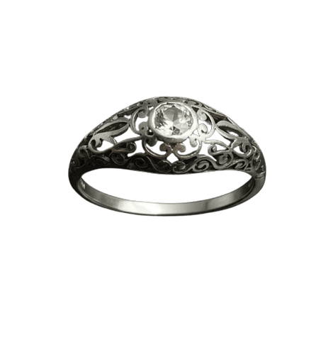 Bague Bague Liberty ajourée en or blanc et diamants taille rose 58 Facettes