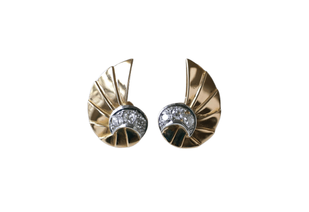 Boucles d'oreilles Boucles d’oreilles coquillage en or rose 18 ct et diamants 58 Facettes