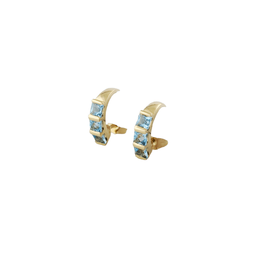 Boucles d'oreilles Boucles d’oreilles demi-lune en or jaune 18 carats et aigues-marines 58 Facettes 33685