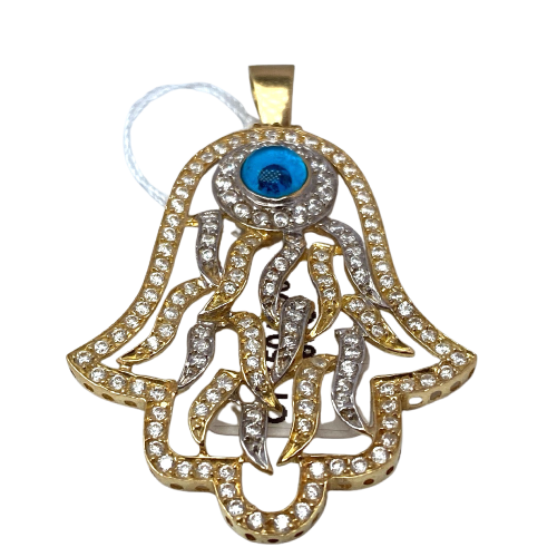 Pendentif Pendentif main de Fatma en or jaune 18K 9,77 g 58 Facettes 250118