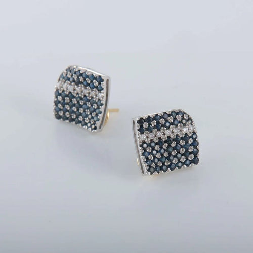 Boucles d'oreilles Clous d'oreilles Carré pavage Saphirs Diamants 58 Facettes 1
