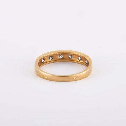 Bague 54 / Jaune / Or 750 Demi-alliance 6 Diamants 58 Facettes 220109R