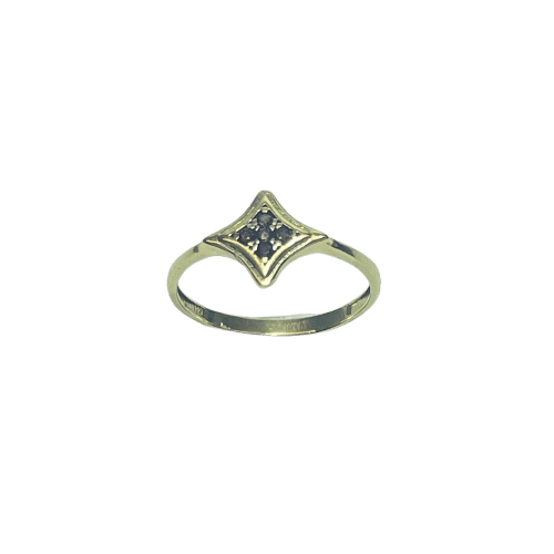 Bague 54 Bague motif losange en or jaune 18 carats et pierres foncées 58 Facettes 250115