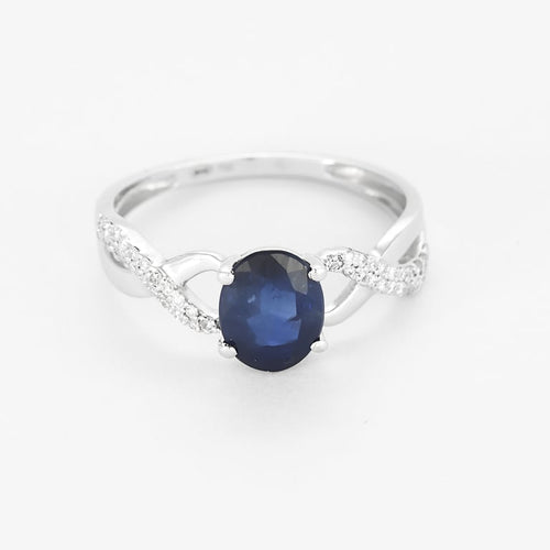 Bague 54 Bague Solitaire en or blanc, saphir et diamants 58 Facettes POI0555