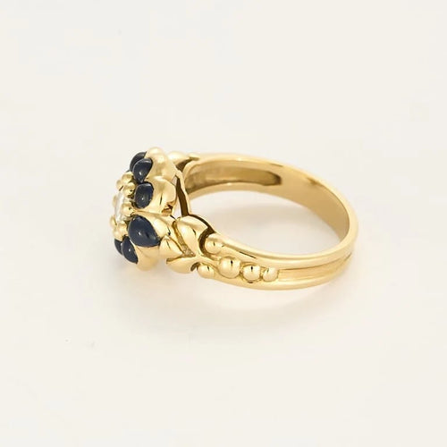 Bague 60.5 Bague "Fleur" en or jaune, saphir et diamants 58 Facettes LEN1849X2