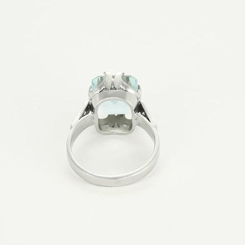 Bague 51 Bague en or blanc, aigue marine et diamants 58 Facettes COMP1392