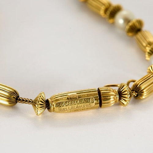 Collier Ilias Lalaounis  - Rare Collier en or jaune et perles 58 Facettes CAN1616X4