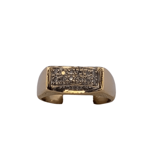 Bague 54 Bague rectangulaire pavée de diamants en or jaune 18K 0,18 ct 58 Facettes 250135