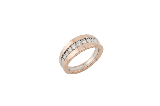 Bague 14 / Oro Rosa Bague en or rose et or blanc 18 carats avec diamants 0,50 ct 58 Facettes ANL183