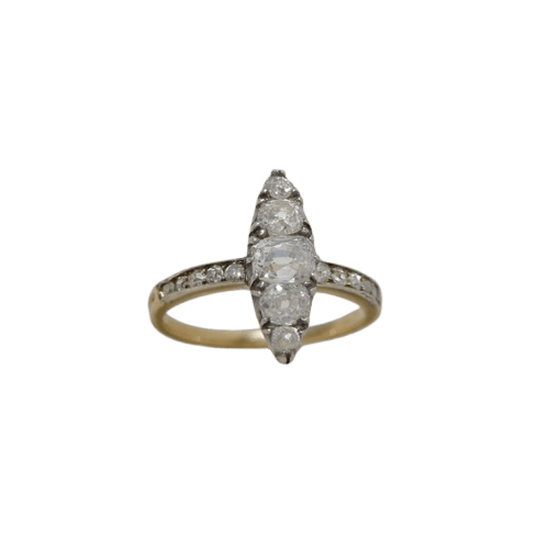 Bague 54 Bague navette édouardienne en or jaune 585 avec diamants 58 Facettes 2919