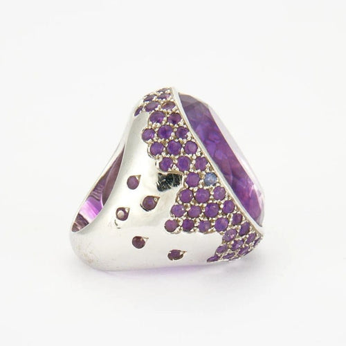 Bague 56 Bague en Or gris, améthyste 58 Facettes