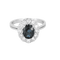 Bague 55 Bague marguerite - Bague en or gris 18k, saphir ovale et diamants 58 Facettes BA514