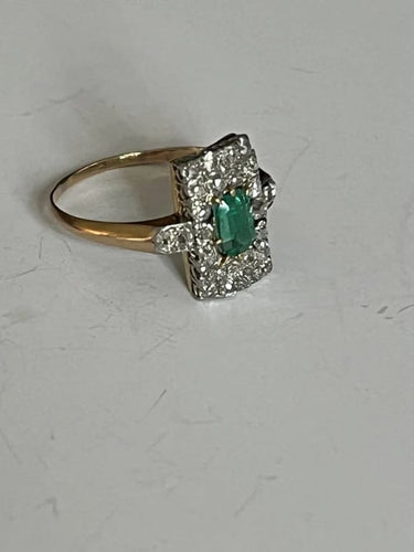 Bague 60.5 Bague ancienne or jaune émeraude Colombie diamants 58 Facettes 4603