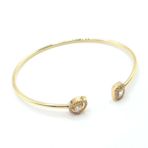 Bracelet Jonc "toi & moi" or jaune pavage diamants 58 Facettes
