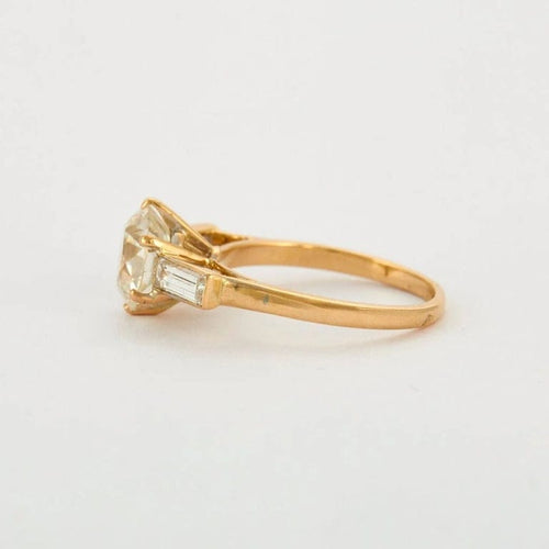 Bague 55 Bague solitaire 2,85 ct en or jaune 18 carats et diamants baguette 58 Facettes AB1