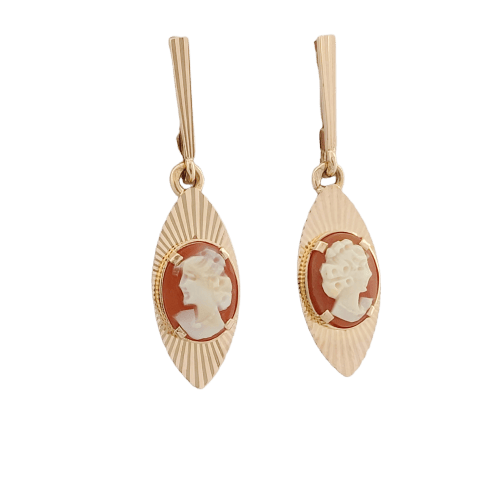 Boucles d'oreilles Boucles d’oreilles camées rondes en or jaune 18 carats 58 Facettes 32305