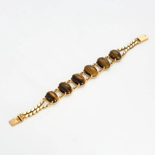 Bracelet Bracelet articulé en or jaune 18k et œil de tigre 58 Facettes