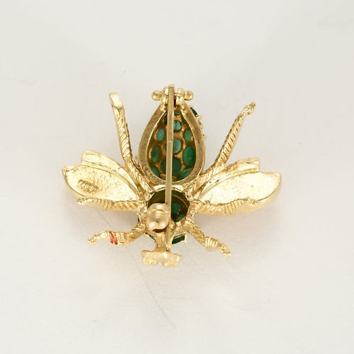 Broche Broche Abeille en or jaune et émeraudes 58 Facettes VAN0747