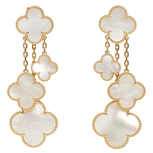 Boucles d'oreilles Van Cleef & Arpels Magic Alhambra - Boucles d’oreilles 4 motifs en or jaune et nacre 58 Facettes
