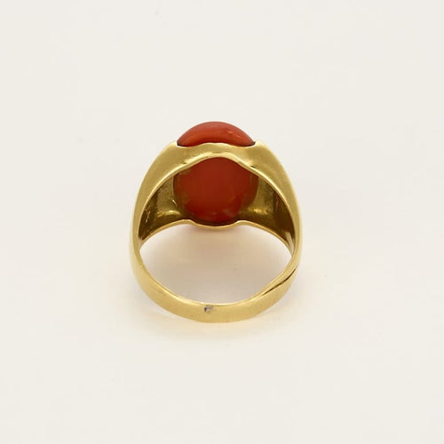Bague 54.5 Bague en Or jaune et corail rouge 58 Facettes ROM1669