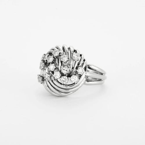 Bague 48 Bague or blanc sertie de diamants naturels 58 Facettes