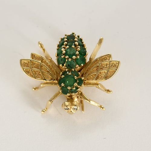 Broche Broche Abeille en or jaune et émeraudes 58 Facettes VAN0747