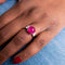 Bague 51 Bague - Rubis cabochon et deux diamants en or gris 18k 58 Facettes ALGU03