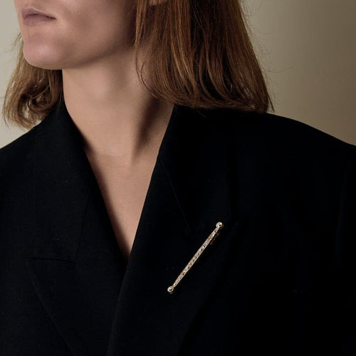 Broche Broche barrette en or jaune et or gris, diamants taille ancienne 58 Facettes ALE5055