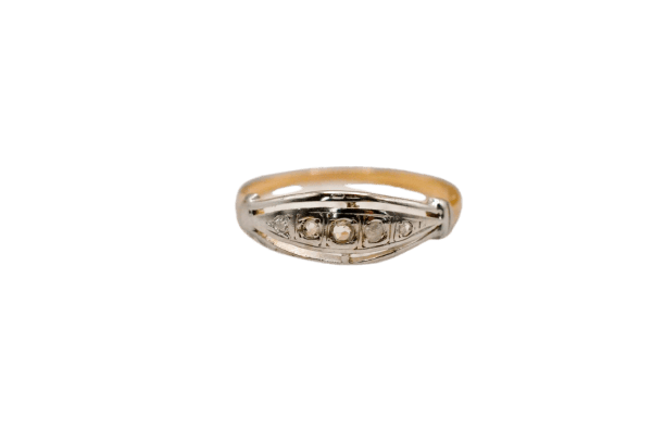 Bague 52 Bague jonc demi-alliance en or jaune et or blanc 18 carats et diamants 58 Facettes 3802