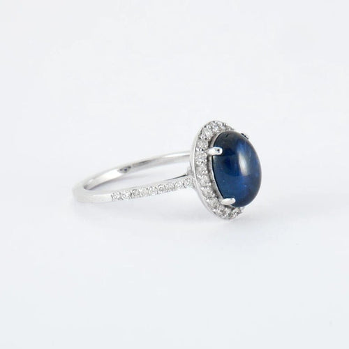 Bague 54.5 Bague Saphir cabochon Diamants 58 Facettes