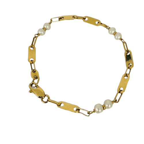 Bracelet Bracelet vintage en or jaune 18 carats avec perles 58 Facettes 2410026