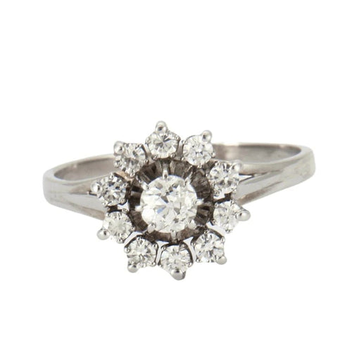 Bague 65 Bague Fleur en Or Gris, Diamants 58 Facettes LOT 2840