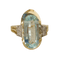 Bague 54 Bague Art déco en or jaune 14 carats avec aquamarine et diamants 58 Facettes
