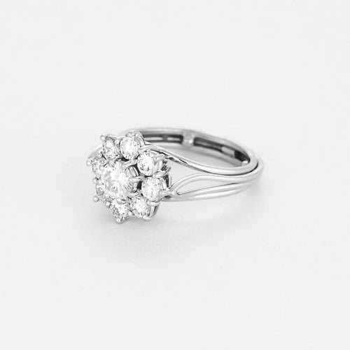 Bague 48 Bague marguerite en platine et diamants 58 Facettes LJ 25- 353