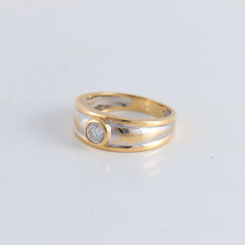 Bague 54 Bague Jonc 2 Ors pierre blanche 58 Facettes FM58