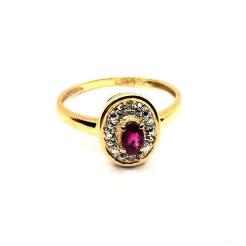 Bague 54 Bague or jaune diamants rubis 58 Facettes V43