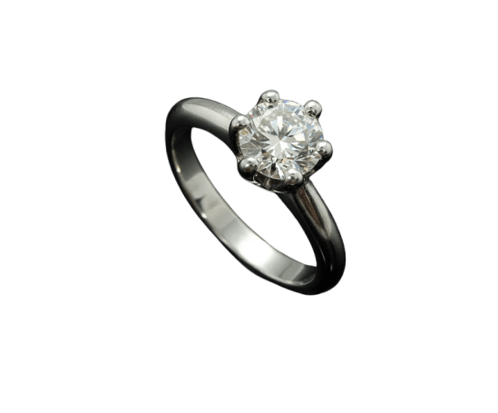 Bague 53 Bague solitaire en or blanc 18 carats avec diamant naturel 0,80 ct 58 Facettes