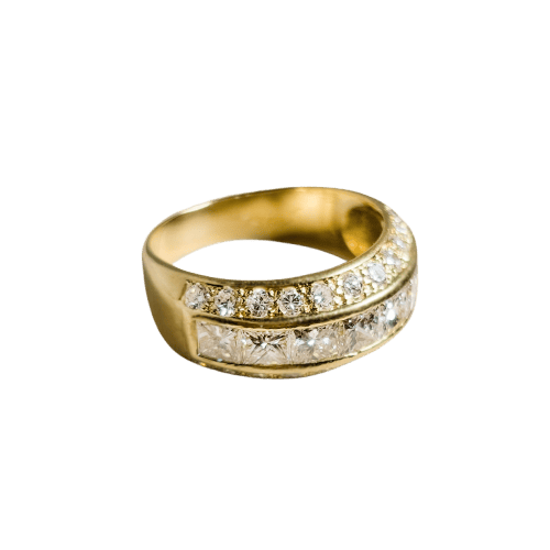 Bague 52.5 Bague en or jaune 18 carats avec diamants 58 Facettes 2974